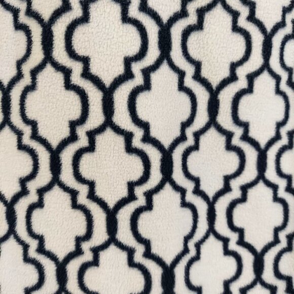 Lands' End Thermacheck Black & White Damask Print Quarter Zip Fleece Pullover - Picture 5 of 7